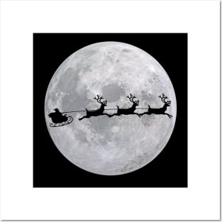 Santa and his sleigh flying across the moon at Christmas time! Posters and Art